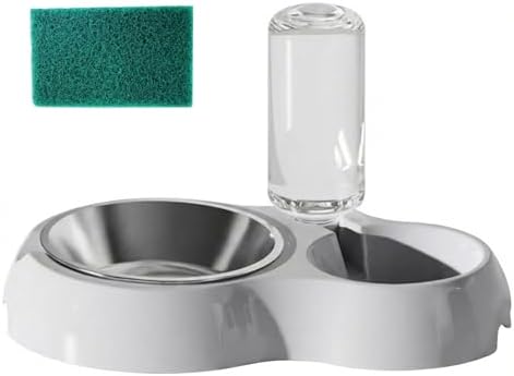 Dual-Use Cat & Dog Bowl - Automatic Water Dispenser with Non-Slip Base, Easy-Clean Design for Cats & Small Dogs, Cat Water Dispenser, Easyclean Material, Dog Food Dispenser, Dog Feeder (Gray)
