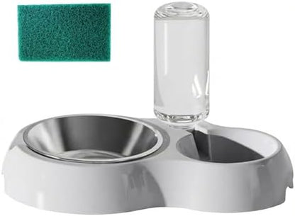 Dual-Use Cat & Dog Bowl - Automatic Water Dispenser with Non-Slip Base, Easy-Clean Design for Cats & Small Dogs, Cat Water Dispenser, Easyclean Material, Dog Food Dispenser, Dog Feeder (Gray)