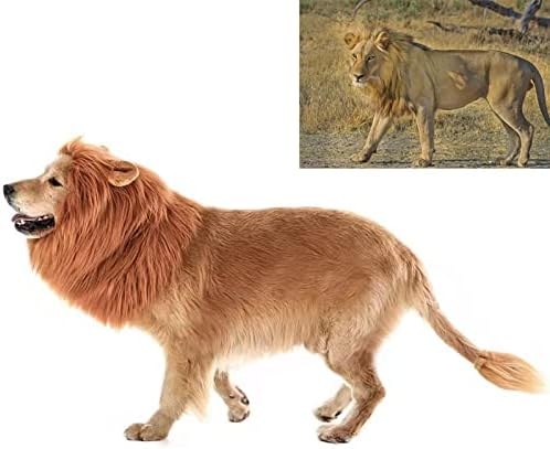 Funny Dog Cosplay Lion Brown Wig, Realistic Lion Mane Wig, Dog Lion Mane for Halloween, Christmas, Parties, Festivals, Dog Wigs for Large Dogs - Image 4