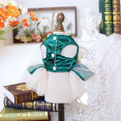 Fashion Sweet Puppy Dog Blingbling Princess Skirt Pet Dog Lace Cake Camisole Tutu Dress H-Dark Green XS - Image 4