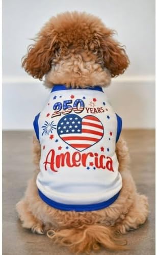 Small Dog America's 250th Anniversary 4th of July Outfit Shirt & Bandanas Pet Cat Clothes White S - Image 7
