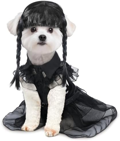 Coume 3 Pcs Halloween Dog Costumes for Dog with Belt and Wig, M by Coume