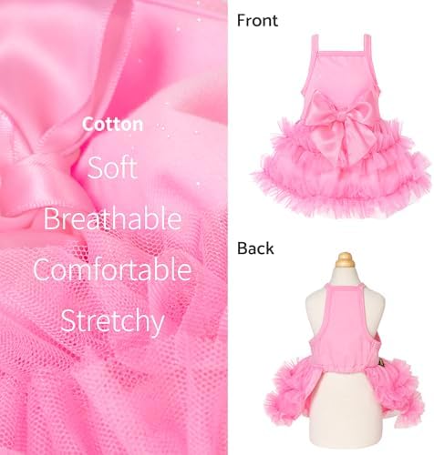 Fitwarm Sparkly Dog Tiered Dress, Fancy Dog Clothes for Small Dogs Girl, Bohemian Doggie Birthday Outfit, Pet Apparel, Pink, Small - Image 3