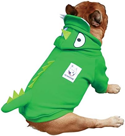 iChoue French Bulldog Halloween Dinosaur Costume Clothes Hoodies Dino, M - Image 2