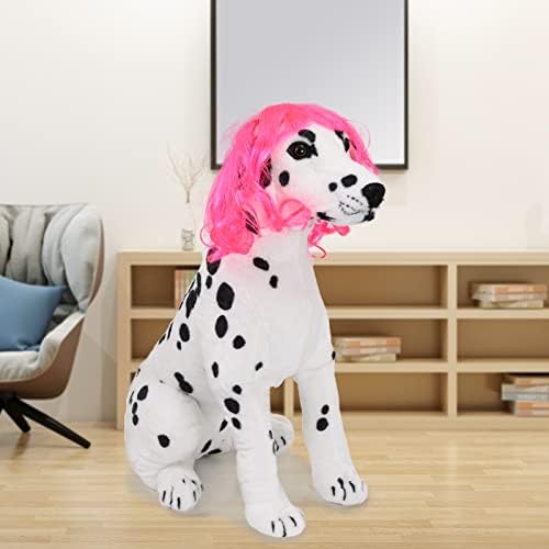Funny Dog Cat Cosplay Wig, Pet Wigs for Halloween, Christmas, Parties, Festivals, Dog Wigs for Small Medium and Large Dogs（Rose Red Long Curly Hair） - Image 6