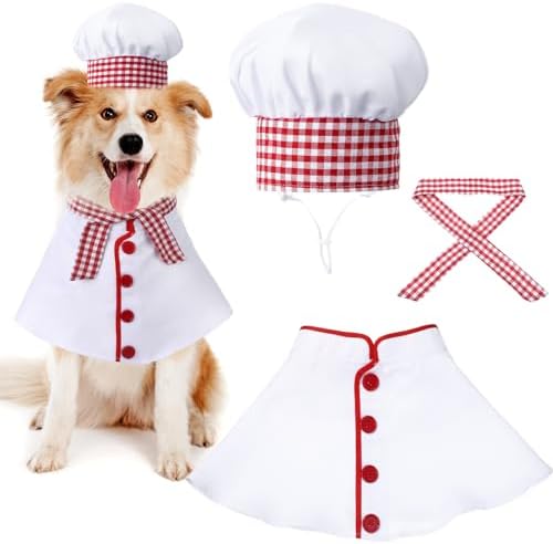 3 Pcs Dog Chef Costume Set, Hat Clothes Scarf for Pets, Large by SilTriangle