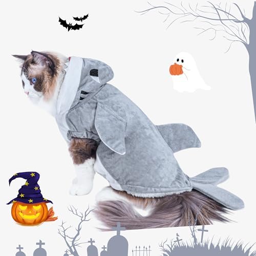NACOCO Halloween Pet Shark Costume - Dog Cute Clothes Hoodie Cat Warm Outfit Coat Apparel for Small Medium Large Dogs and Cats (Grey, 3XL) - Image 5