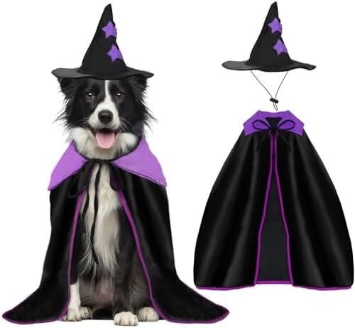 YUEPET Extra Large Dog Halloween Costumes, Dog Witch Cloak with Hat 23.6 in by YUEPET