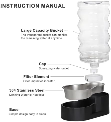 RIZZARI 9L Filtered Dog Water Dispenser: Large Capacity Multi Pet Solution