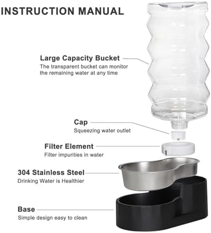 RIZZARI 9L Filtered Dog Water Dispenser: Large Capacity Multi Pet Solution