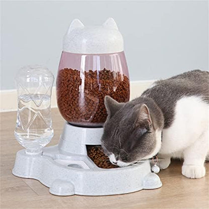 Utaomld Automatic Cat Feeder, Food & Water Dispenser Set, Green, Modern Style, 3000ml Capacity, Perfect for Small Pets & Breeds
