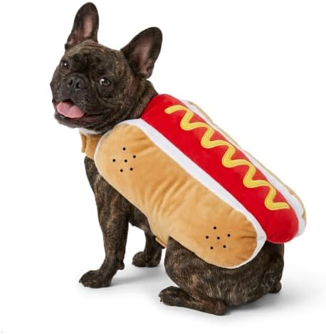 Hot Dog Costume for Dogs, Funny Hot Dog Dog Costume with Adjustable Fit, Cute Pet Halloween Costume for Medium Dogs, Dog Costume for Halloween Party Cosplay by JOJFOUK