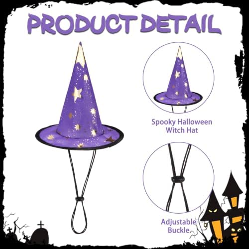 PAWCHIE Dog Halloween Costume,Halloween Collar Hat Set Pets Puppy Cat Halloween Outfit Apparel Cosplay, Dog Collar with Bells and Funny Hat Accessories Decoration for Small Medium Dogs 2 Pcs, Purple - Image 5