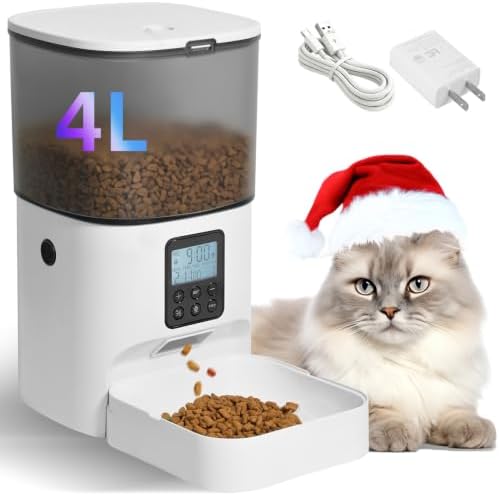 ANDOLL HOME Automatic Cat Feeder,4L Timed Cat＆Dog Dry Food Dispenser