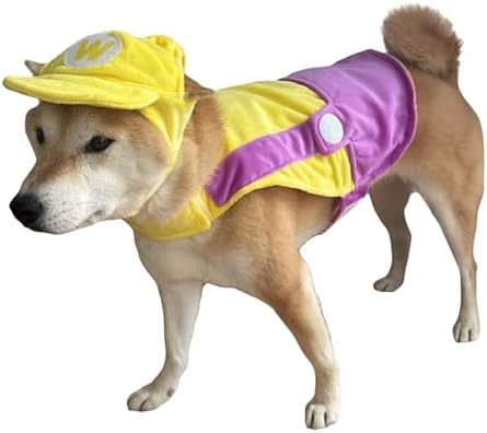 ComfyCamper Hat and Suspenders Dog Costume - X Large Medium Small Lab Star Space Cosplay Halloween Costumes, Small, Yellow and Purple - Image 2