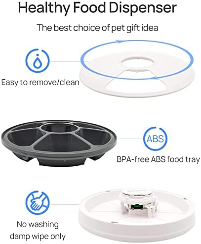 Automatic Cat Feeder Auto Cat Food Dispenser Smart Cat Feeder for Dogs, Cats & Small Animals W/Programmable Timer with 6 Meals Suitable Wet & Dry Food with Voice Reminder