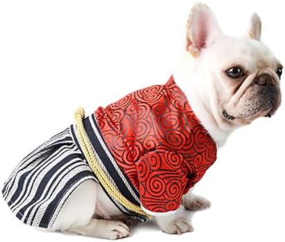 Samurai Pet Costume for French Bulldog, Funny Samurai Outfit, Dog & Cat Party Clothes, Halloween Cosplay (S, Red) - Image 3
