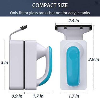 Pawfly Aquarium Strong Magnetic Brush 3 Inch Stain Cleaner with Detachable Stainless Steel Scraper and Non-Slip Handle Floating Cleaning Scrubber Tool for Glass Fish Tank (Not for Acrylic Tank)