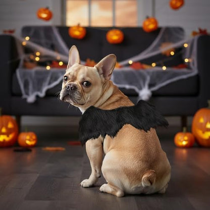 ADOGGYGO Halloween Angel Dog Costume, Black Faux Fur Dark Angel Wings, M - Image 2