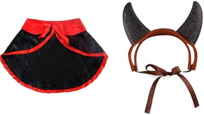 Elegant little tail Halloween Dog Costume 2 Pack Cute Cat Dog Cape Cosplay Devil Hat Headband Adjustable Vampire Cloak Demon Hair Hoop Funny Pet Cape Outfits for Small Medium Dogs Holiday Supplies by Elegantlittletail