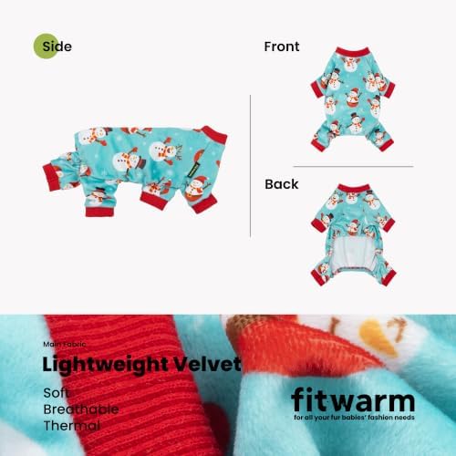 Fitwarm Snowman Dog Pajamas, Funny Christmas Clothes for Small Dogs Boy Girl, Holiday Pet Outfit, Blue, Red, White, XL - Image 4