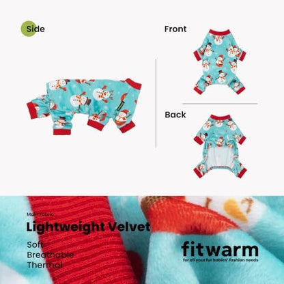 Fitwarm Snowman Dog Pajamas, Funny Christmas Clothes for Small Dogs Boy Girl, Holiday Pet Outfit, Blue, Red, White, XL - Image 4