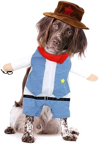 NACOCO Halloween Cowboy Dog Costume - Pet Clothes Costumes with Hat for Dog and Cat Blue(M) by HOME
