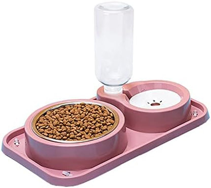 Love Dream Double Dog Cat Bowls, Anti-Slip Pet Food and Water Bowl Set