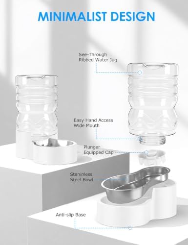 Heouvo 1.7 Gal Gravity Dog Water Dispenser, Wide-Mouth, No Filter, White