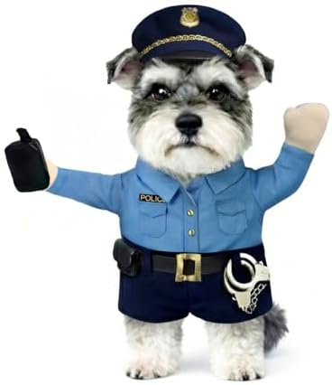 Police Officer Pet Halloween Costume with Radio, Hat and Toy Handcuffs - Small to Medium-Large Breed Funny Clothes Outfit Apparel (Medium) - Image 6