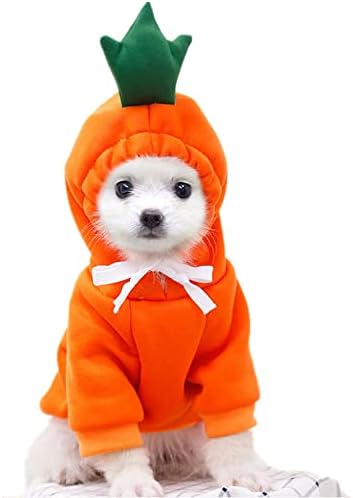 Dog Christmas Halloween Costumes,Dog Hoodies for Small Dogs Cats, Cat Puppy Outfits,Yorkie Chihuahua Pomeranian Clothes (X-Large, Orange-Carrot) by WizBBQT