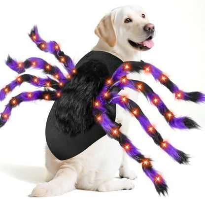 Halloween Light up Spider Dog Costumes for Small Medium Large Dogs by Camlinbo