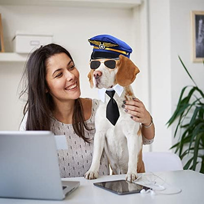 Yewong 3 Pieces Pet Captain Pilot Costume Accessory Set Dog Cat Pilot Hat Formal Necktie Collar Pilot Costume Accessories for Pet Pilot Fancy Dress Halloween Party (Set-C) - Image 7