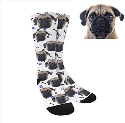 Custom Face Socks, Personalized Dog Lover Pet Photo Picture on Socks Unisex Athletic Crew Socks for Men Women