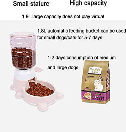 Automatic pet Feeder Push Feeder for Cats and Dogs 1.8L (Pink)