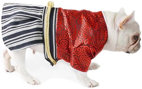 Samurai Pet Costume for French Bulldog, Funny Samurai Outfit, Dog & Cat Party Clothes, Halloween Cosplay (S, Red) - Image 4