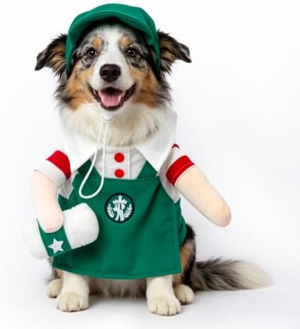 DELIFUR Medium Dog Coffee Shop Costume for Halloween (Cafe Worker, Large) by DELIFUR