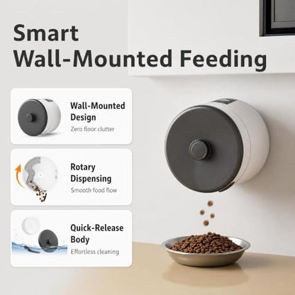Wall Mounted Smart Automatic Pet Feeder, Stainless Steel Bowl