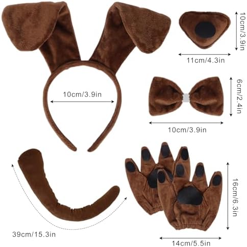 Puppy Dog Tutus Skirt Animal Costume Set Dog Ear Headband Bow Tie Paw Gloves Set for Women Halloween Cosplay - Image 3