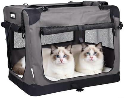 JESPET 3 Door Soft Dog Crates Kennel, Collapsible Travel Pet Carrier