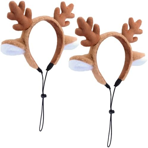 Beviliu 2pack Dog Reindeer Antlers Headband, Dog Christmas Antlers Costume by Beviliu