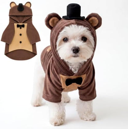 Huhumy Halloween Dogs Bear Costume for Pets with Black Top Hat Bow Tie, L by Huhumy