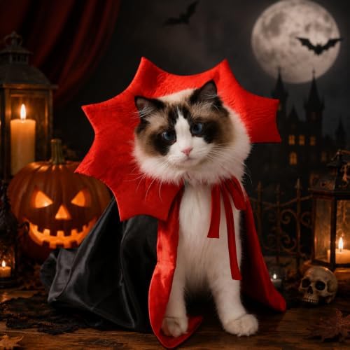 Dog Halloween Costumes for Small Medium Large Dogs Cats, Adjustable Cat Dog Vampire Costume Cloak Stand-Collar,Small Dog Halloween Costumes for Dachshund French Bulldog Chihuahua Yorkie (Black, S) - Image 2