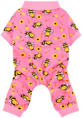 Paiaite Dog Pajamas Onesie: Comfortable Four-Legged Apparel for Small, Medium, & Large Dogs, Polyester Material for Comfort, Wrinkle Resistance, Moisture Wicking, Stretchiness Cute Bee Pink S by Paiaite