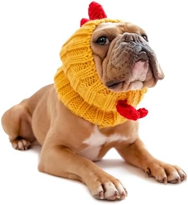Zoo Snoods Rooster Costume - Knit Chicken Dog Snood Ear Wrap for Pets, Warm Neck Cover for Halloween and Winter (Medium) by ZooSnoods