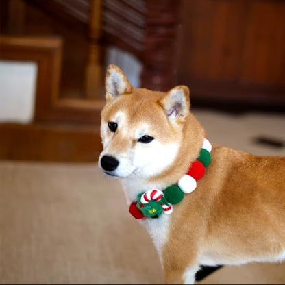 Elegant little tail Dog Christmas Costume 1PC Red Christmas Collar Soft Funny Pet Collars Headgear Adjustable Pom-Pom Headdress Cute Collar for Large Dog Pet Party Accessories Costume - Image 5