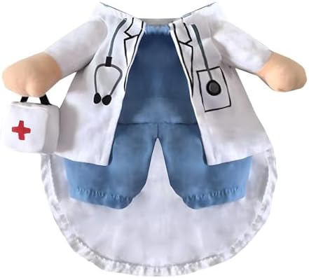 NACOCO Dog Cat Doctor Costume Pet Doctor Clothing Halloween Jeans Outfit Apparel (M) - Image 4