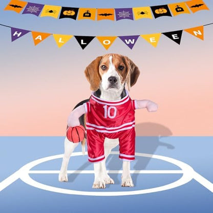 DELIFUR Dog Basketball Player Costume - Pet Halloween Costume Adjustable Funny Dress Up Sports Outfit Cosplay Clothes for Large Cats and Small Dogs (Red Basketball, X-Small) - Image 5