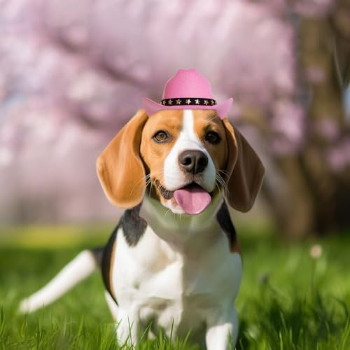 choyaxo Pet Cowboy Costume Cosplay Cap Halloween Costumes for Dogs Cat Pet Party Decoration Mini Cowboy Hat (Pink, Large) - Image 4
