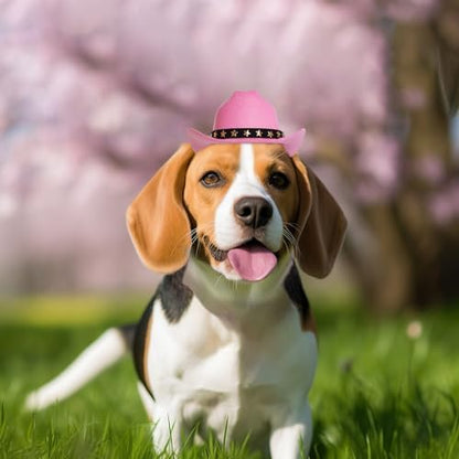 choyaxo Pet Cowboy Costume Cosplay Cap Halloween Costumes for Dogs Cat Pet Party Decoration Mini Cowboy Hat (Pink, Medium) - Image 3